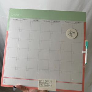 NEW Dry Erase Monthly Calendar Includes 1 Marker- 15x15in